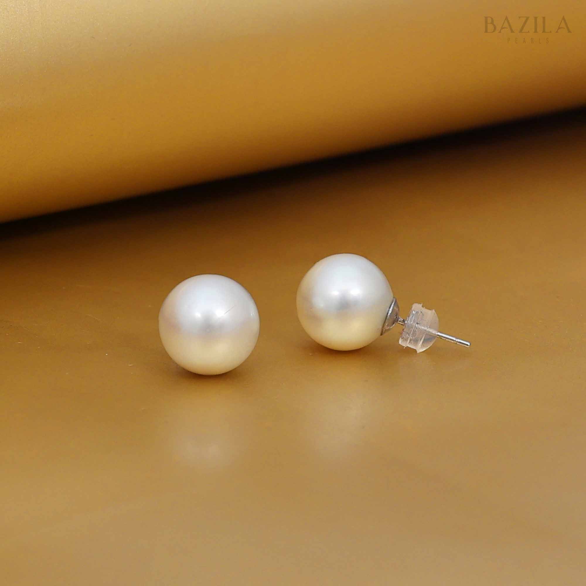 Classic Sea Pearl Stud Earrings in Silver